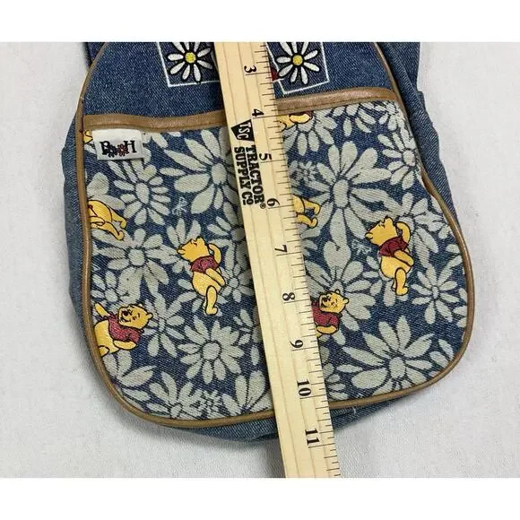 Vintage 90’s Winnie The Pooh Denim Jean Mini Backpack Bag Embroidered Accents - Picture 3 of 9